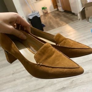 Vintage Enzo Angiolini golden brown leather pointed-toe heeled loafer pump sz6